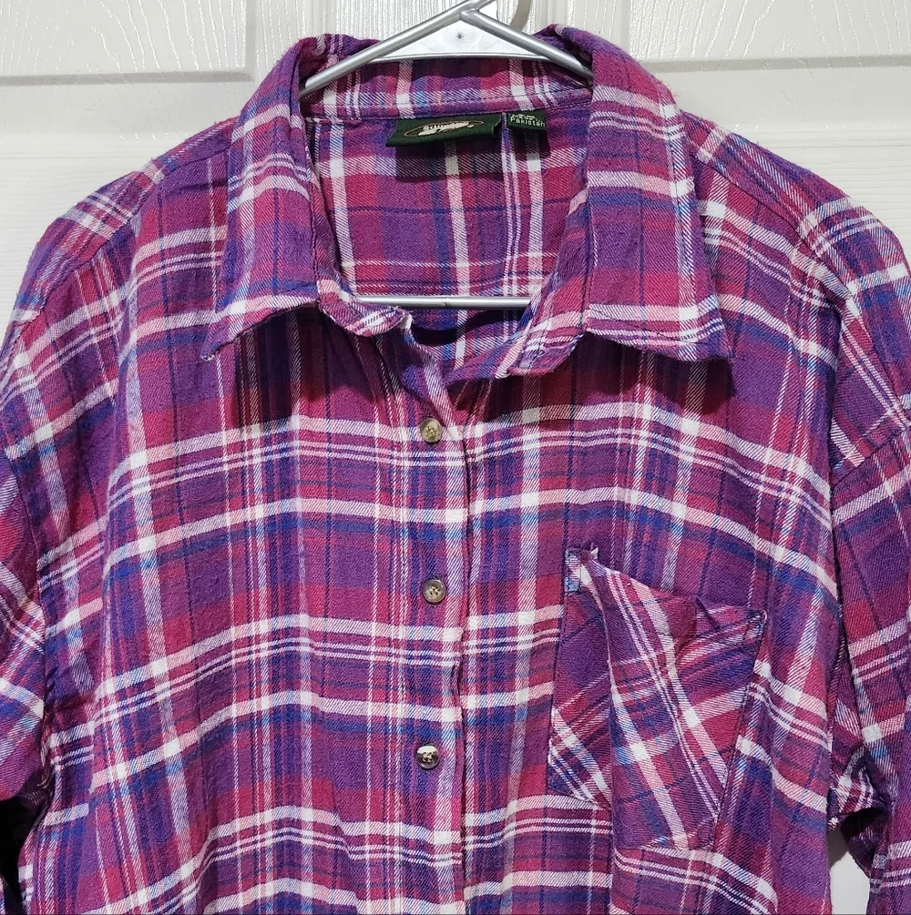 Stillwater Suppy Co Women's Purple Plaid Flannel Button-Up Shirt